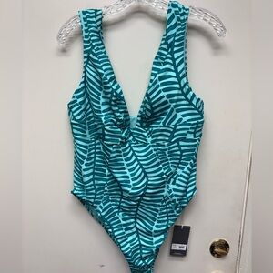 Vitamin A Teal Leaf-Print One-Piece Swimsuit